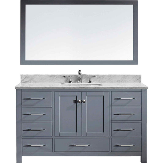Virtu USA Caroline Avenue 60" Single Bathroom Vanity Set in Grey