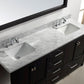 Virtu USA Caroline Avenue 72 Double Bathroom Vanity Set in Espresso w/ Italian Carrara White Marble Counter-Top | Square Basin