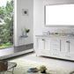 Virtu USA Caroline Avenue 72 Double Bathroom Vanity Set in White w/ Italian Carrara White Marble Counter-Top |Ê Round Basin
