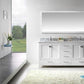Virtu USA Caroline Avenue 72" Double Bathroom Vanity Cabinet Set in White w/ Italian Carrara White Marble Counter-Top
