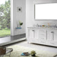 Virtu USA Caroline Avenue 72 Double Bathroom Vanity Set in White w/ Italian Carrara White Marble Counter-Top | Square Basin
