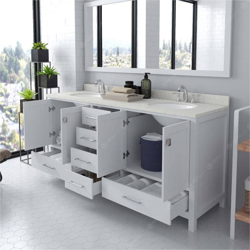 Virtu USA Vanities Virtu USA Caroline Avenue Contemporary White 72" Double Oval Sink Vanity with Dazzle White Top