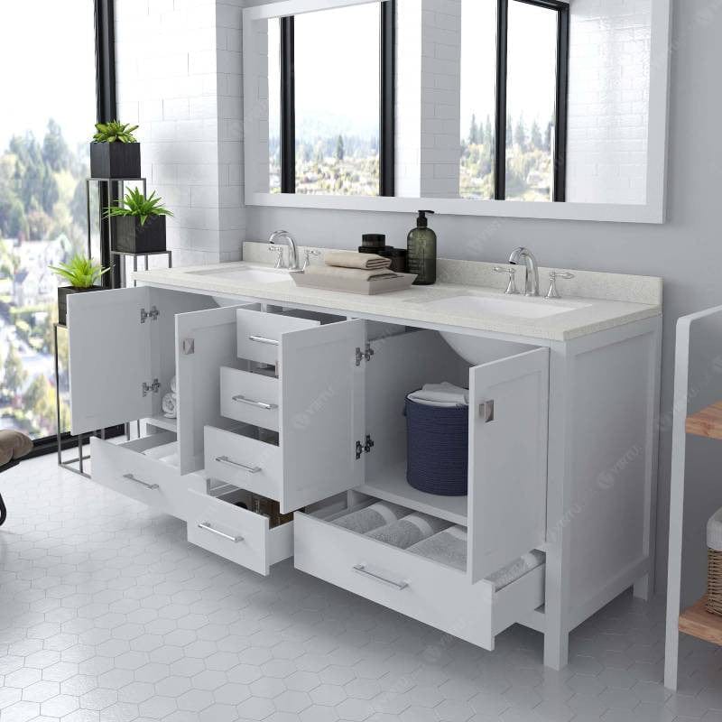 Virtu USA Vanities Virtu USA Caroline Avenue Contemporary White 72" Double Square Sink Vanity with Dazzle White Top