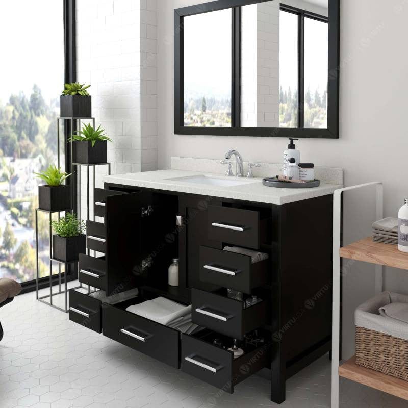 Virtu USA Vanities Virtu USA Caroline AvenueÊ Contemporary Espresso 48" Single Square Sink Vanity with Dazzle White Top