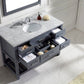 Virtu USA Caroline Estate 48 Single Bathroom Vanity Set in Grey w/ Italian Carrara White Marble Counter-Top | Round Basin