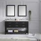 Virtu USA Caroline Estate 60 Double Bathroom Vanity Cabinet Set in Espresso w/ Italian Carrara White Marble Counter-Top | Square Basin