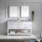Virtu USA Caroline Estate 60" Double Bathroom Vanity Cabinet Set in White w/ Italian Carrara White Marble Counter-Top, Round Basin