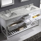 Virtu USA Caroline Estate 72 Double Bathroom Vanity Set in White w/ Italian Carrara White Marble Counter-Top | Square Basin
