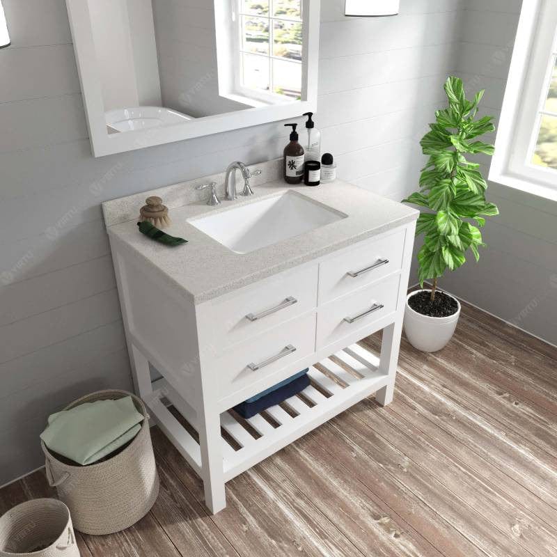 Virtu USA Vanities Virtu USA Caroline Estate Contemporary 36" White Single Sink Vanity Set with Dazzle White Top