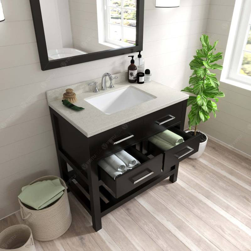 Virtu USA Vanities Virtu USA Caroline Estate Contemporary Epresso 36" Single Square Sink Vanity with Dazzle White Top