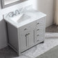 Virtu USA Caroline Parkway 36 Single Bathroom Vanity in Cashmere Grey - Rightside basin w/ Marble Top & Square Sink