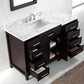 Virtu USA Caroline Parkway 57 Single Bathroom Vanity Set in Espresso w/ Italian Carrara White Marble Counter-Top | Square Basin - Leftside Drawer