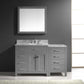 Virtu USA Caroline Parkway 57" Single Bathroom Vanity Set in Grey w/ Italian Carrara White Marble Counter-Top | Round Basin