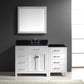 Virtu USA Caroline Parkway 57 Single Bathroom Vanity Set in White w/ Black Galaxy Granite Counter-Top | Square Basin - Leftside Drawer