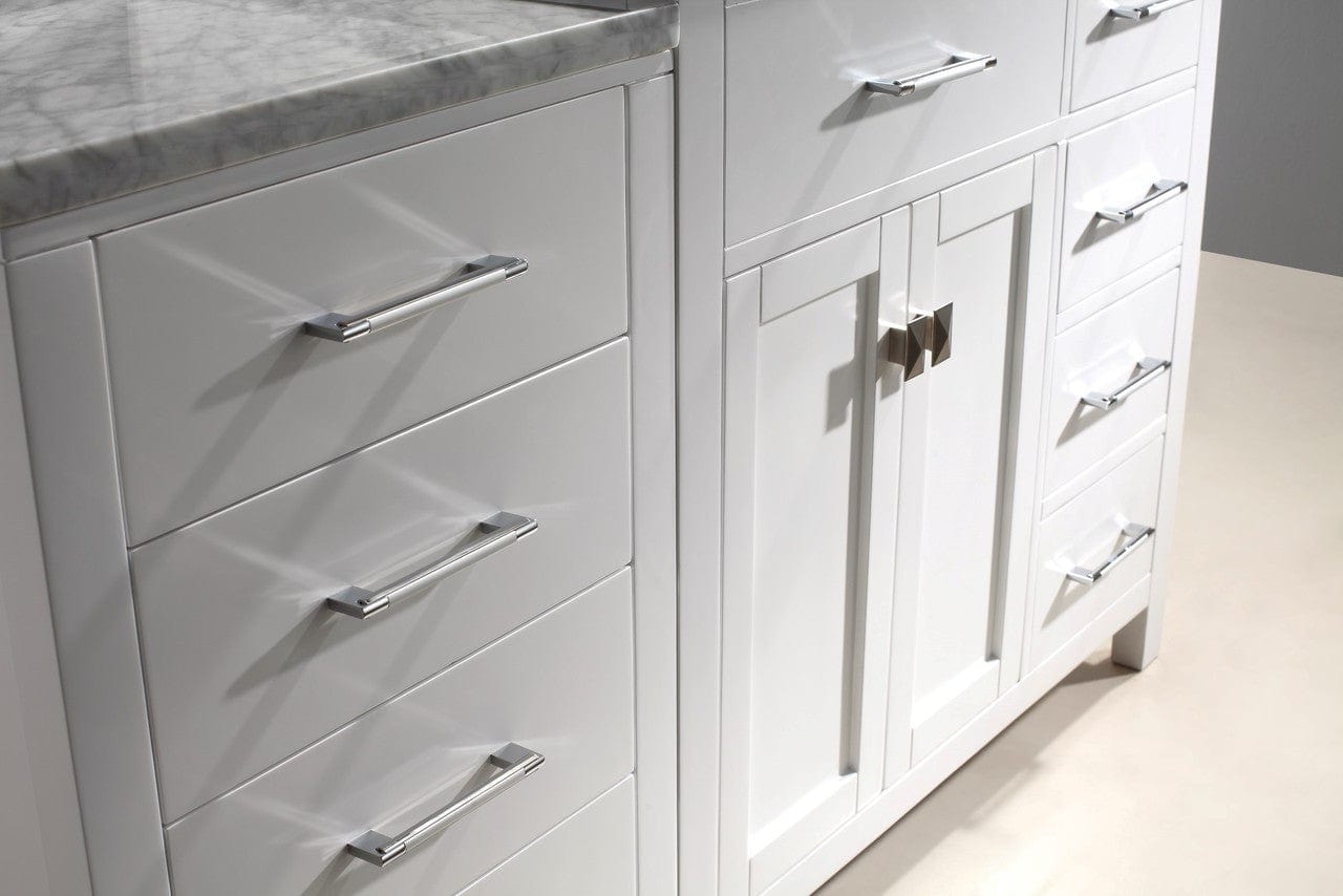 Virtu USA Vanities Virtu USA Caroline Parkway 57 Single Bathroom Vanity Set in White w/ Italian Carrara White Marble Counter-Top |Ê Round Basin