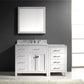 Virtu USA Caroline Parkway 57 Single Bathroom Vanity Set in White w/ Italian Carrara White Marble Counter-Top | Square Basin - Leftside Drawer