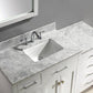 Virtu USA Caroline Parkway 57 Single Bathroom Vanity Set in White w/ Italian Carrara White Marble Counter-Top | Square Basin - Leftside Drawer