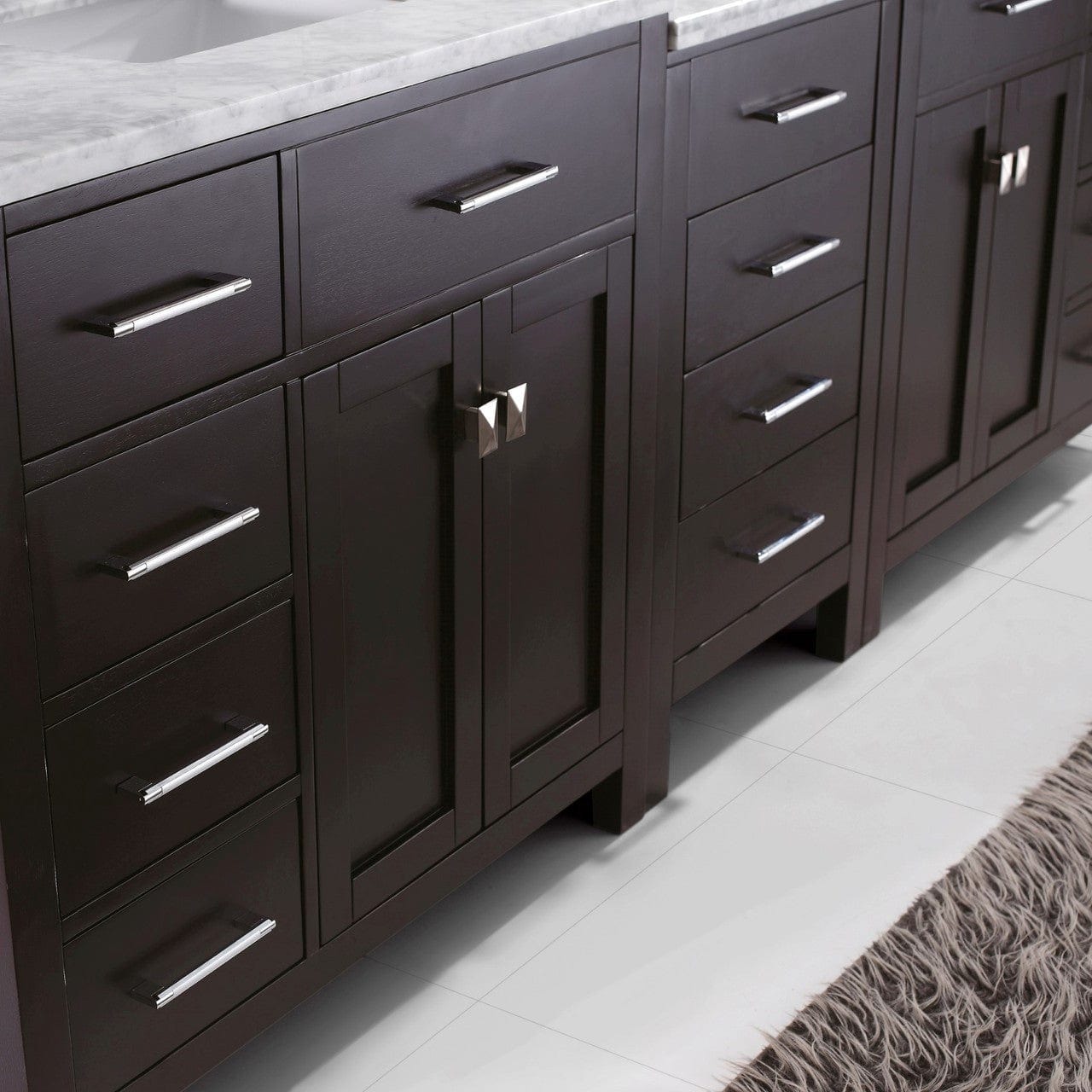 Virtu USA Vanities Virtu USA Caroline Parkway 93 Double Bathroom Vanity Set in Espresso w/ Italian Carrara White Marble Counter-Top | Square Basin