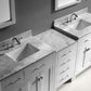 Virtu USA Caroline Parkway 93 Double Bathroom Vanity Set in White w/ Italian Carrara White Marble Counter-Top | Square Basin