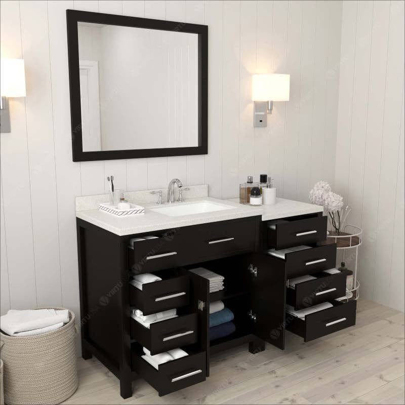 Virtu USA Vanities Virtu USA Caroline Parkway Contemporary Espresso 57" Single Square Sink Vanity Set with White Top, Left Offset