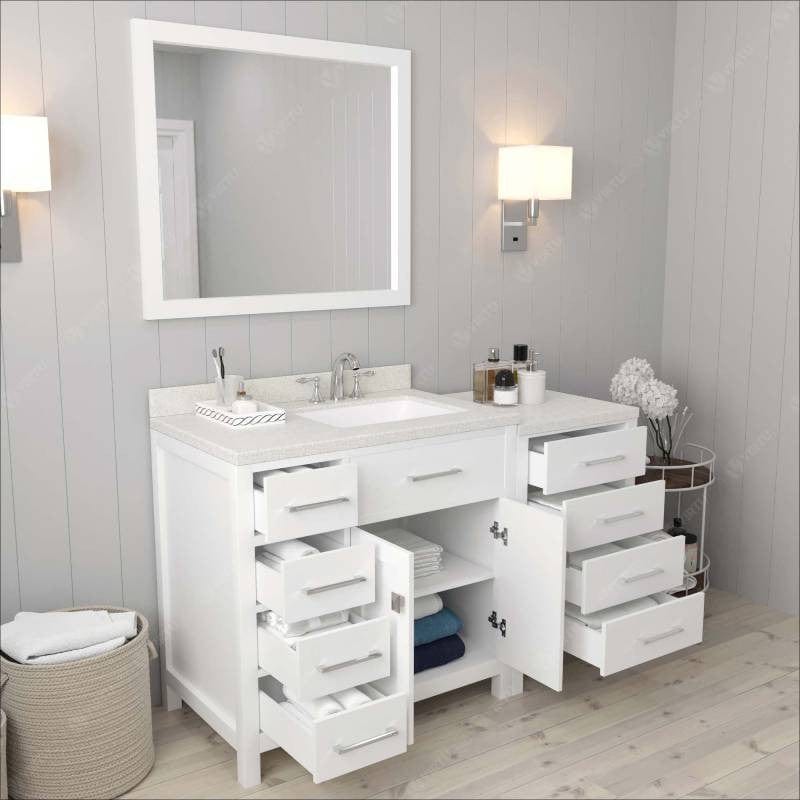 Virtu USA Vanities Virtu USA Caroline Parkway Contemporary White 57" Single Square Sink Vanity Set with White Top, Left Offset