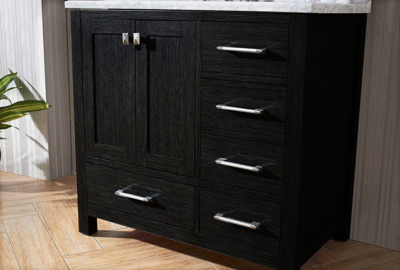 Virtu USA Vanities Virtu USA Caroline Premium 36 Single Bathroom Vanity Set in Zebra Grey - No Mirror