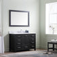 Virtu USA Caroline Premium 48 Single Bathroom Vanity Set in Zebra Grey w/ Italian Carrara White Marble Counter-Top | Square Basin