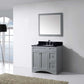 Virtu USA Elise 36 Single Bathroom Vanity Set in Grey w/ Black Galaxy Granite Counter-Top | Square Basin