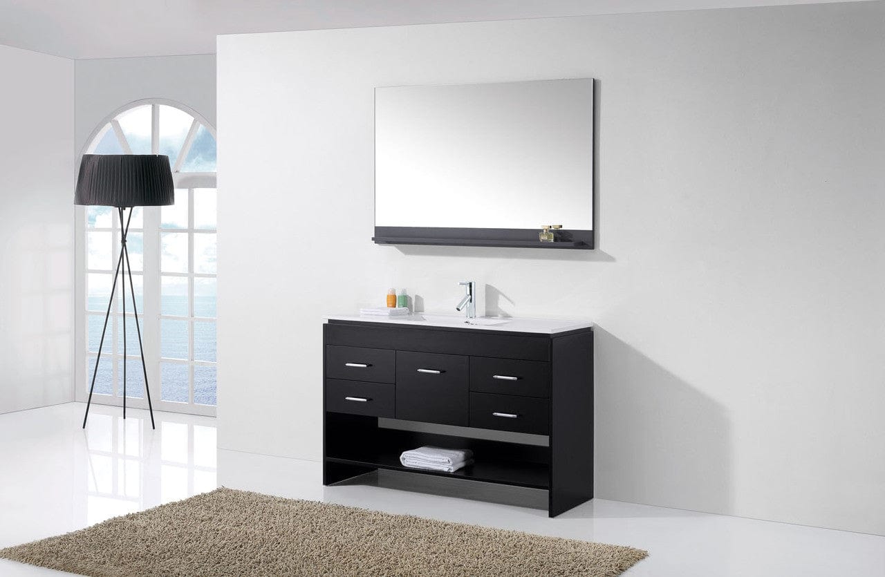 Virtu USA Vanities Virtu USA Gloria 48 Single Square Sink Espresso Top Vanity in Espresso w/ Polished Chrome Faucet & Mirror