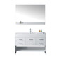 Virtu USA Gloria 48" Single Square Sink White Top Vanity in White w/ Polished Chrome Faucet and Mirror