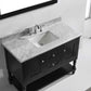 Virtu USA Julianna 48 Single Bathroom Vanity Set in Espresso w/ Italian Carrara White Marble Counter-Top | Square Basin