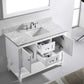 Virtu USA Julianna 48 Single Bathroom Vanity Set in White w/ Italian Carrara White Marble Counter-Top | Square Basin