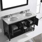 Virtu USA Julianna 60 Double Bathroom Vanity Set in Espresso w/ Italian Carrara White Marble Counter-Top | Round Basin