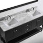 Virtu USA Julianna 72 Double Bathroom Vanity Set in Espresso w/ Italian Carrara White Marble Counter-Top | Square Basin