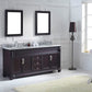 Virtu USA Victoria 72 Double Bathroom Vanity Set in Espresso w/ Italian Carrara White Marble Counter-Top | Round Basin