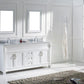 Virtu USA Victoria 72 Double Bathroom Vanity Set in White w/ Italian Carrara White Marble Counter-Top | Round Basin