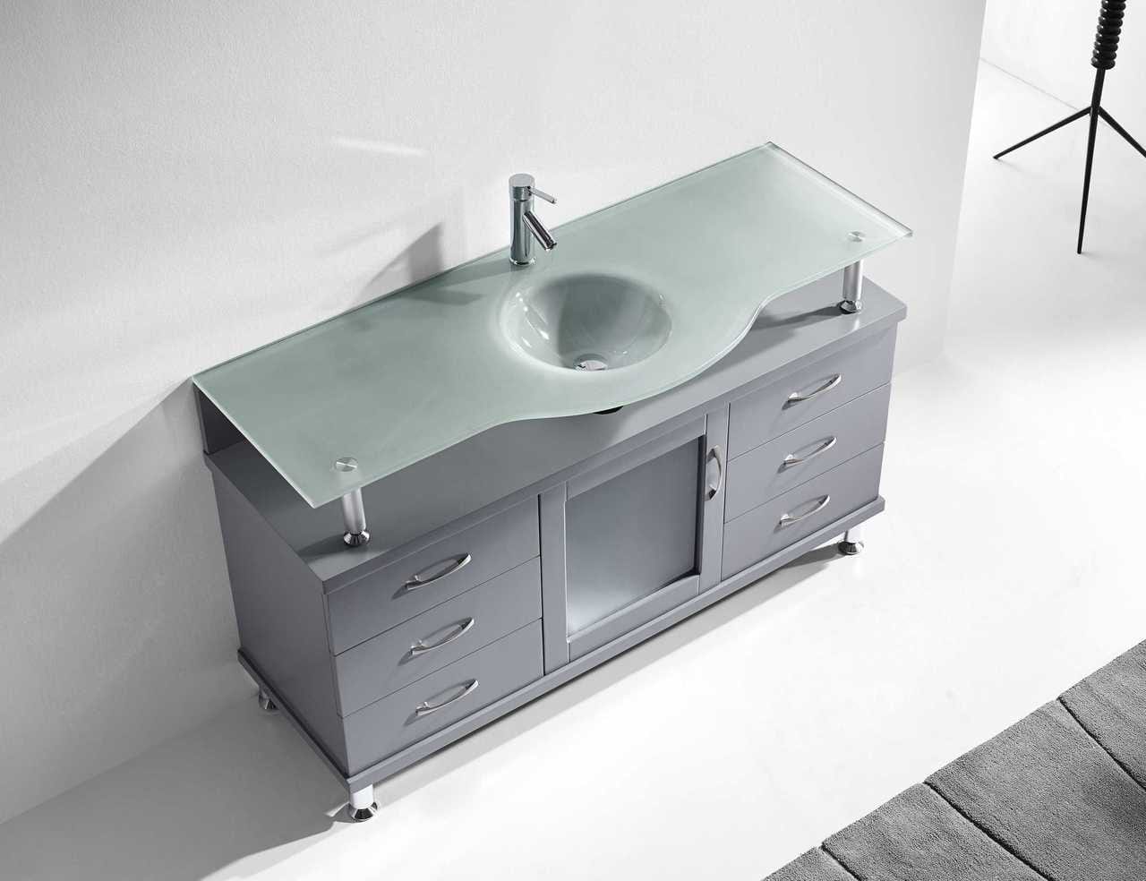Virtu USA Vanities Virtu USA Vincente 55 Single Bathroom Vanity Set in Grey