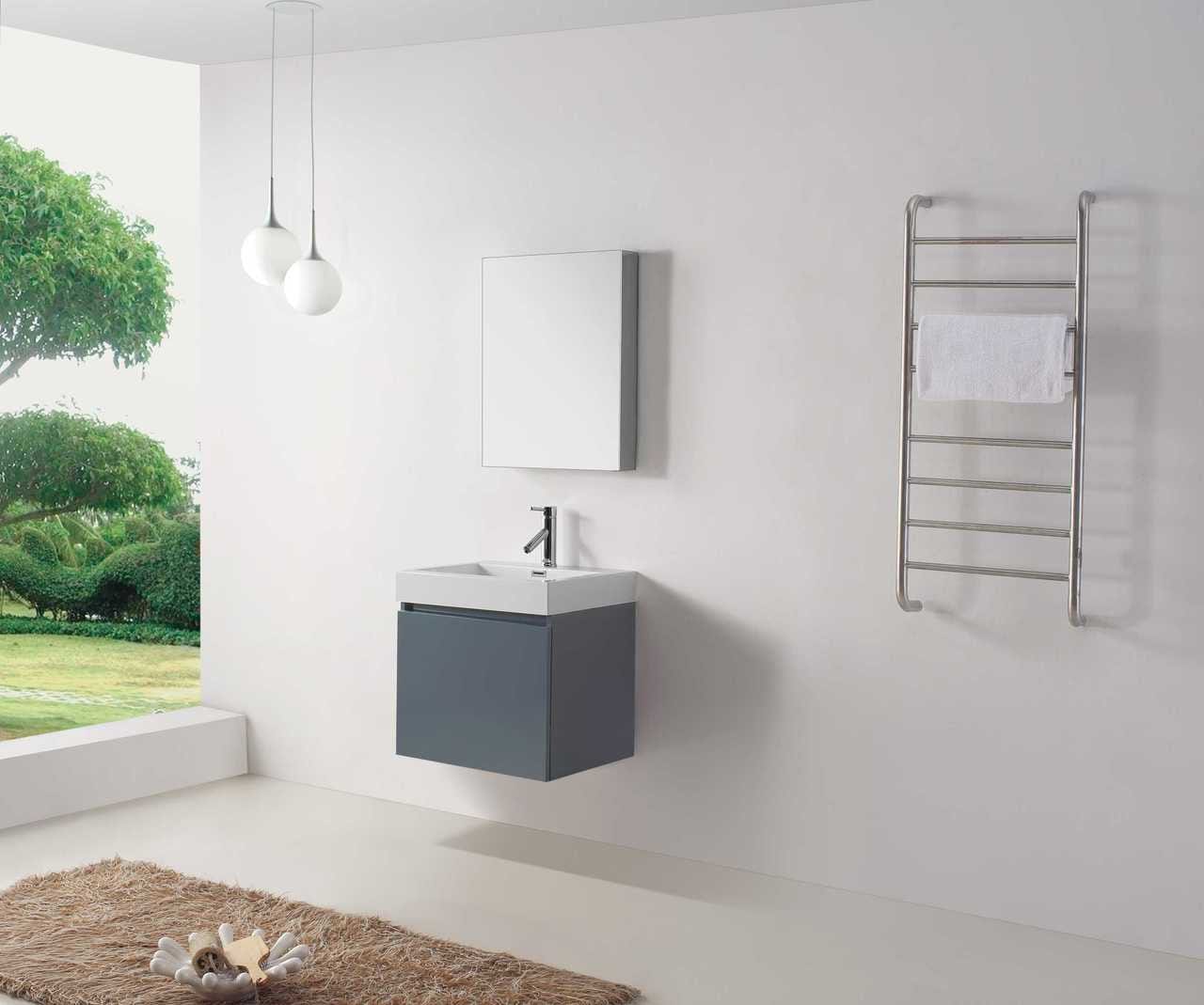 Virtu USA Vanities Virtu USA Zuri 24 Single Bathroom Vanity Set in Grey