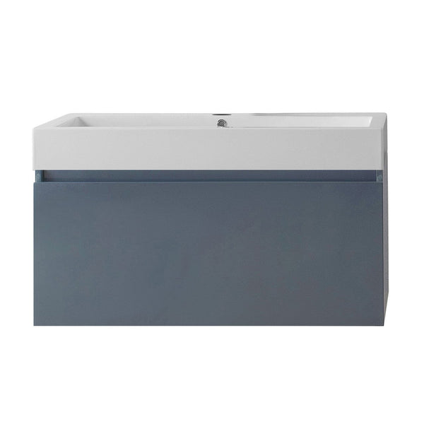 Virtu USA Zuri 36 Single Bathroom Vanity Cabinet in Grey w/ Polymarble Counter-Top