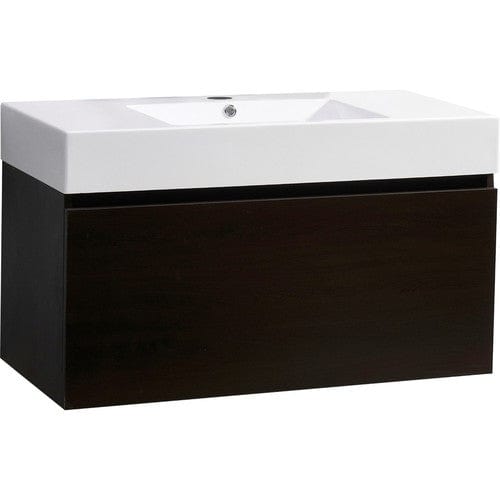 Virtu USA Vanities Virtu USA Zuri 39 Single Bathroom Vanity in Wenge w/ Polymarble Counter-Top