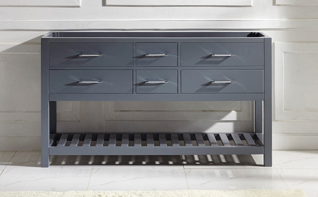 Virtu USA Vanity Base Cabinets Virtu USA Caroline Estate 60 Bathroom Base Cabinet in Grey