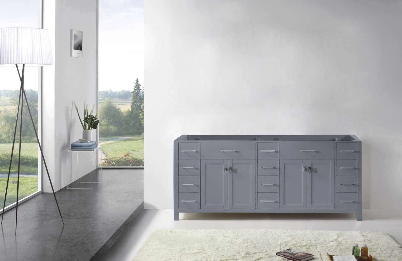 Virtu USA Vanity Base Cabinets Virtu USA Caroline Parkway 78 Double Bathroom Base Cabinet in Grey