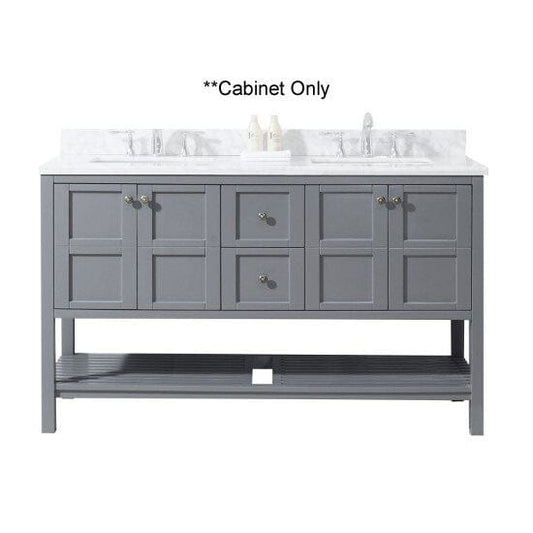 Virtu USA Winterfell 60" Bathroom Base Cabinet in Gray