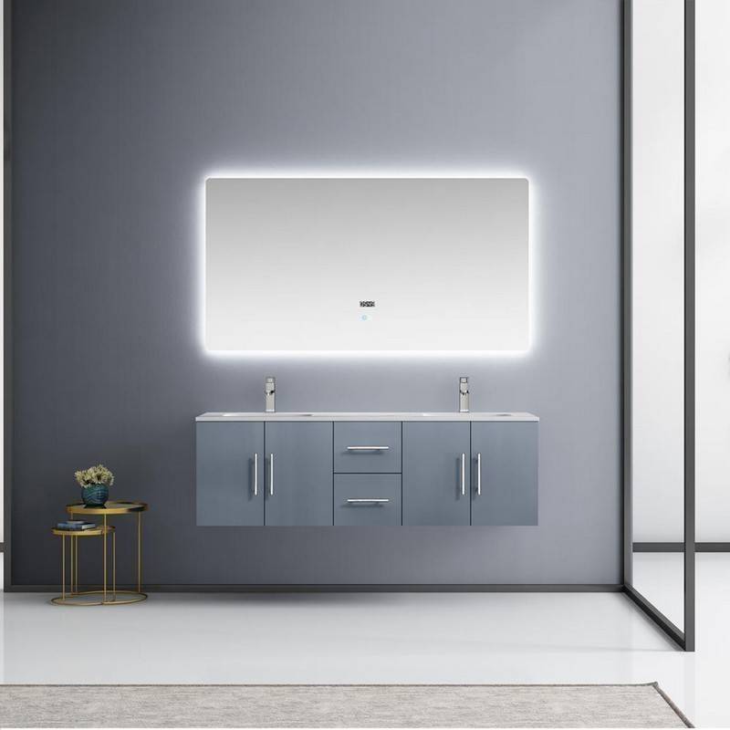 Geneva Transitional Dark Grey 60" Double Vanity Set | LG192260DBDSLM60F