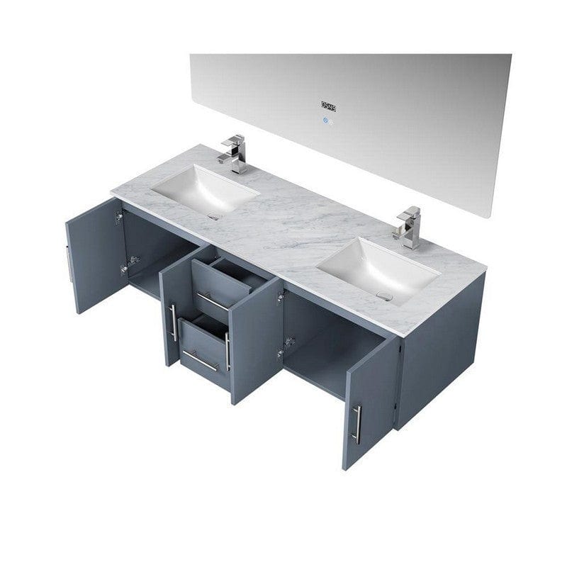 Geneva Transitional Dark Grey 60" Double Vanity Set | LG192260DBDSLM60F