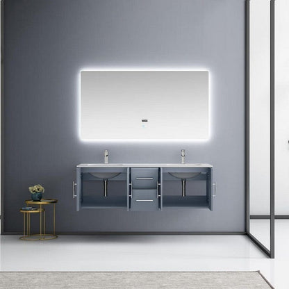 Geneva Transitional Dark Grey 60" Double Vanity Set | LG192260DBDSLM60F