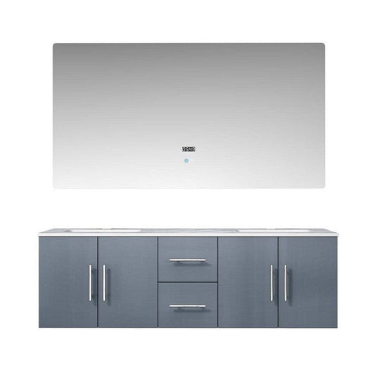 Geneva Transitional Dark Grey 60" Double Vanity with 60" Led Mirror | LG192260DBDSLM60