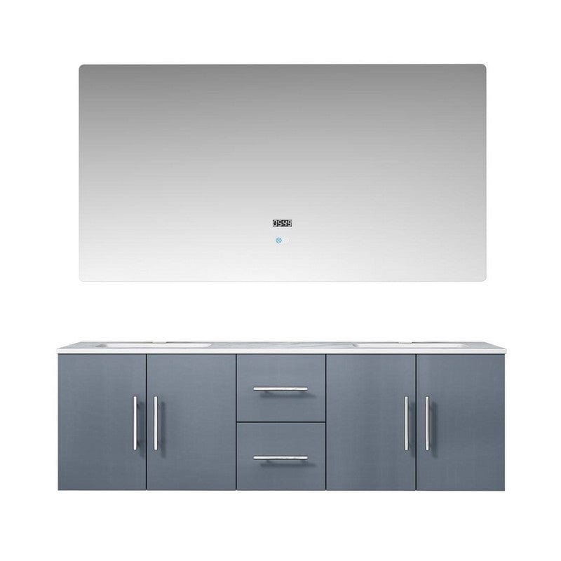 Geneva Transitional Dark Grey 60" Double Vanity with 60" Led Mirror | LG192260DBDSLM60