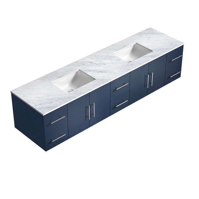 Geneva Transitional Navy Blue 84" Double Vanity with 36" Led Mirrors | LG192284DEDSLM36