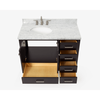 Ariel Cambridge  43" Modern Espresso Left Offset Single Oval Sink Vanity